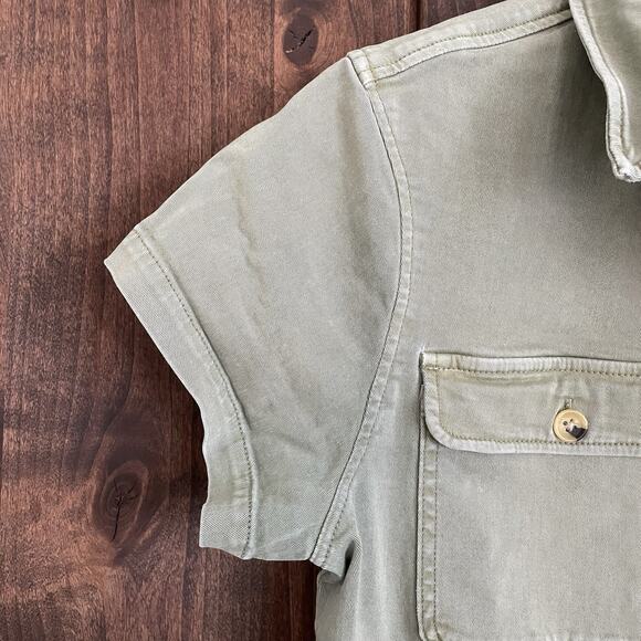 Vineyard Vines Dress Women Size 10 Green Denim A-Line Shirtdress Pockets - Picture 4 of 9